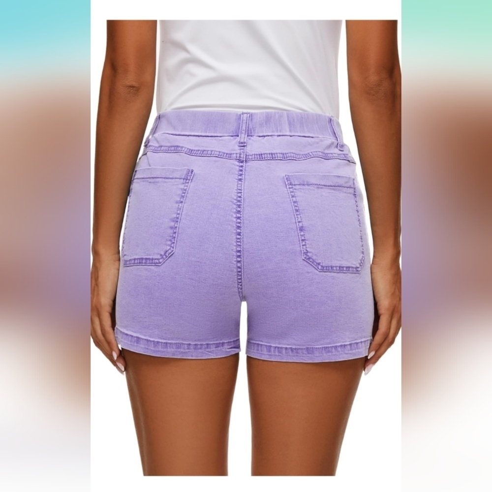 HVEPUO Jean Shorts High Waisted Summer Cotton Stretchy Casual Pull On XL (EUC) - Picture 6 of 13